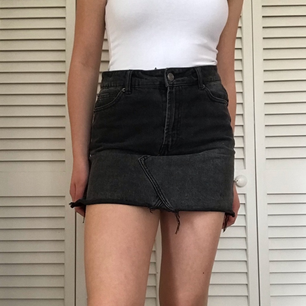 Black denim skirt